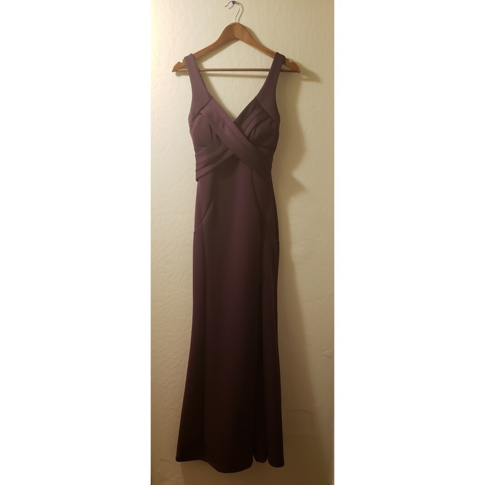 Purple floor length dress with slit